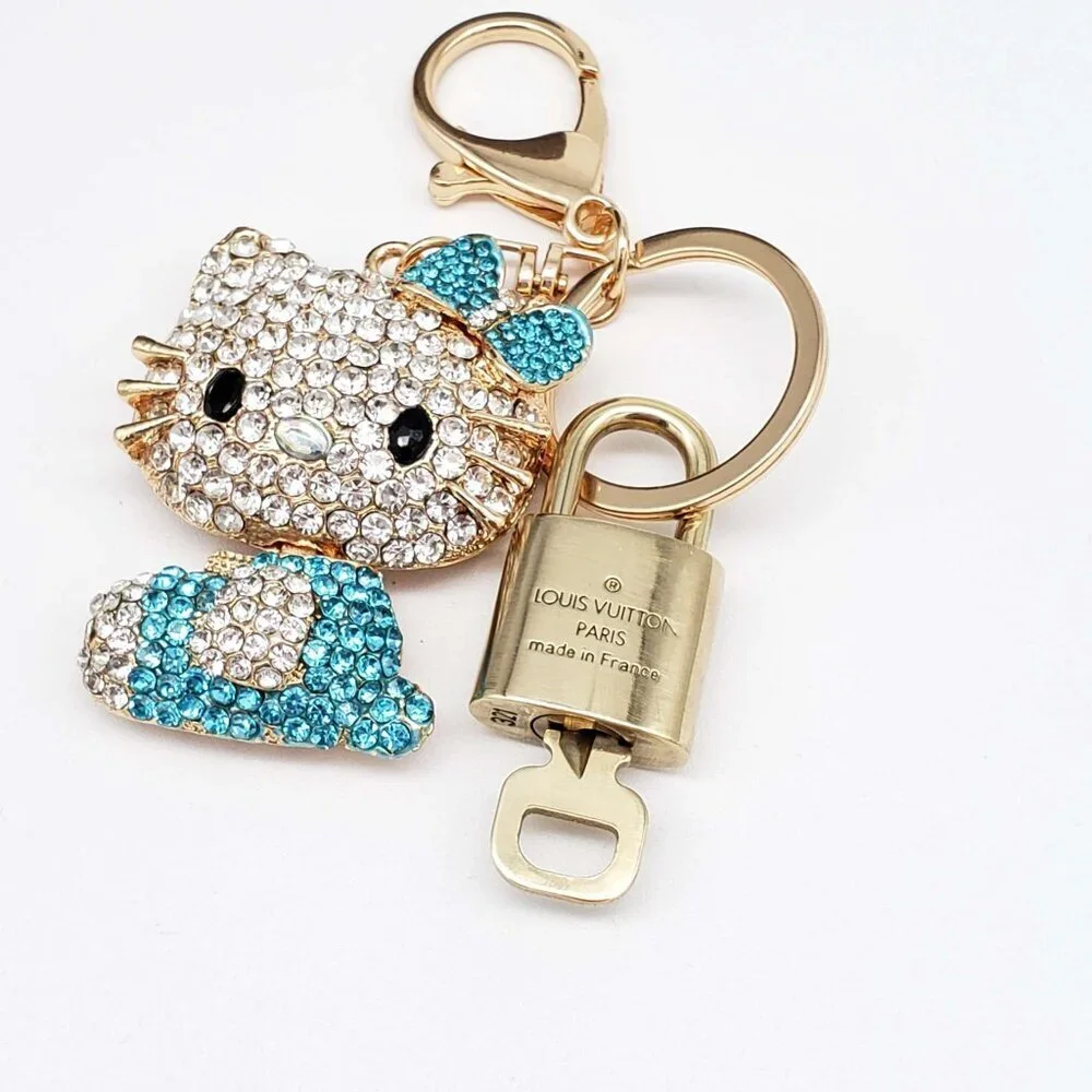 Authentic Louis Vuitton Gold Lock 🔒 Keychain Bag Unbranded Hello Kitty Charm LV